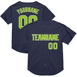 Personalized Neon Green White Navy Baseball Jersey - Authentic Throwback Mesh Personalized Navy Neon Green-White Mesh Authentic