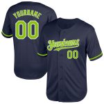 Custom Team Baseball Jersey with Personalized Name and Number - Navy Neon Green-White Mesh Authentic Throwback Personalized