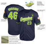 Custom Team Baseball Jersey with Personalized Name and Number - Navy Neon Green-White Mesh Authentic Throwback Personalized