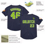 Personalized Neon Green White Navy Baseball Jersey - Authentic Throwback Mesh Personalized Navy Neon Green-White Mesh Authentic