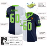 Custom Team Jersey with Personalized Name and Number, Navy Neon Green-White Mesh Fashion Football Jersey Personalized Navy