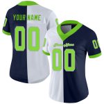 Custom Team Jersey with Personalized Name and Number, Navy Neon Green-White Mesh Fashion Football Jersey Personalized Navy