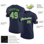 Custom Team Name Number Neon Green and White Personalized Performance T-Shirt Navy Personalized Navy Neon Green-White Performance