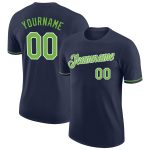 Custom Team Name Number Neon Green and White Personalized Performance T-Shirt Navy Personalized Navy Neon Green-White Performance