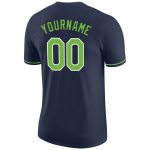 Custom Team Name Number Neon Green and White Personalized Performance T-Shirt Navy Personalized Navy Neon Green-White Performance
