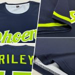 Custom Team Name Number Neon Green and White Personalized Performance T-Shirt Navy Personalized Navy Neon Green-White Performance