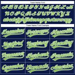 Custom Name and Number Personalized Navy Neon Green-White Performance Golf Polo Shirt Personalized Navy Neon Green-White