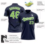 Custom Name and Number Personalized Navy Neon Green-White Performance Golf Polo Shirt Personalized Navy Neon Green-White
