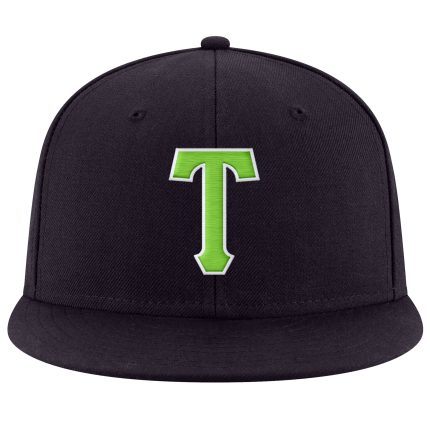 Custom Adjustable Snapback Hat with Personalized Name and Number - Navy Neon Green-White Stitched Team Gear Personalized