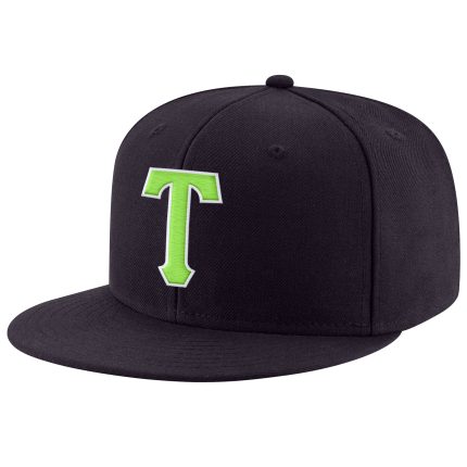 Custom Adjustable Snapback Hat with Personalized Name and Number - Navy Neon Green-White Stitched Team Gear Personalized