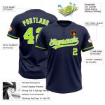 Personalized Navy Green and White Unisex Softball Jersey - Two-Button Design Personalized Navy Neon Green-White Two-Button