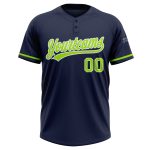 Personalized Navy Green and White Unisex Softball Jersey - Two-Button Design Personalized Navy Neon Green-White Two-Button