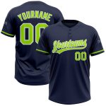 Personalized Navy Green and White Unisex Softball Jersey - Two-Button Design Personalized Navy Neon Green-White Two-Button