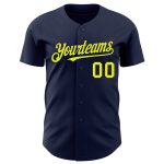 Personalized Neon Yellow Authentic Baseball Jersey in Navy Color Personalized Navy Neon Yellow Authentic Baseball Jersey
