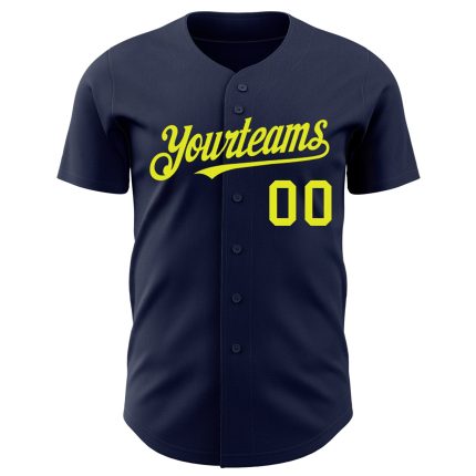 Personalized Neon Yellow Authentic Baseball Jersey in Navy Color Personalized Navy Neon Yellow Authentic Baseball Jersey