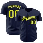 Personalized Neon Yellow Authentic Baseball Jersey in Navy Color Personalized Navy Neon Yellow Authentic Baseball Jersey