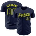 Custom Name & Number Personalized Navy Neon Yellow Baseball Jersey Authentic Team Personalized Navy Neon Yellow Authentic