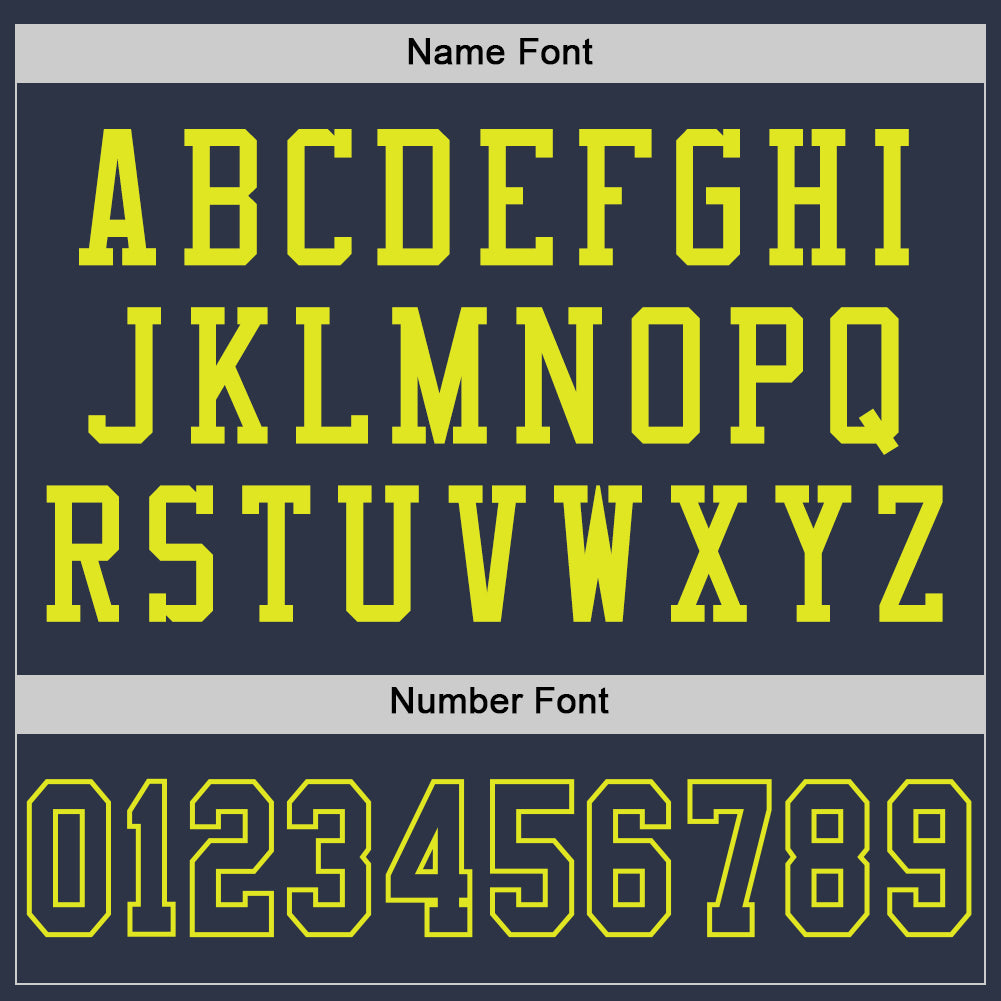 Personalized Navy Neon Yellow Mesh Authentic Football Jersey Team Custom Name and Number Custom Personalized Football Jersey - Navy Neon Yellow Mesh with Team Name & Number Personalized Navy Neon Yellow Mesh Authentic - Image 4