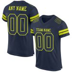 Custom Personalized Football Jersey - Navy Neon Yellow Mesh with Team Name & Number Personalized Navy Neon Yellow Mesh Authentic