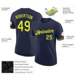 Custom Team Performance T-Shirt with Personalized Navy Neon Yellow Name & Number Personalized Navy Neon Yellow Performance
