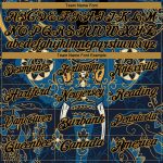 Custom Name and Number Golf Polo Shirt - Personalized Navy and Old Gold 3D Elephant Pattern Design Personalized Navy Old