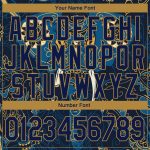 Personalized Elephant T-Shirt with Custom Name and Number in Navy and Old Gold 3D Pattern Design Personalized Navy Old Gold