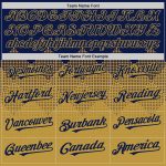 Custom Name & Number Personalized Navy Gold 3D Gradient Baseball Jersey with Square Shapes Design Personalized Navy Old Gold