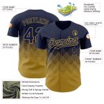 Custom Name & Number Personalized Navy Gold 3D Gradient Baseball Jersey with Square Shapes Design Personalized Navy Old Gold