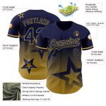 Custom Name and Number Baseball Jersey with Personalized Navy Gold 3D Twinkle Star Gradient Design Personalized Navy Old