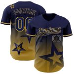 Custom Name and Number Baseball Jersey with Personalized Navy Gold 3D Twinkle Star Gradient Design Personalized Navy Old