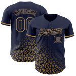 Personalized Leopard Print Fade Baseball Jersey in Navy and Old Gold - Custom Name & Number Fashion Team Shirt Personalized