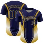 Custom Name and Number Personalized Baseball Jersey with Navy Old Gold 3D Stripes - Authentic Team Apparel Personalized Navy