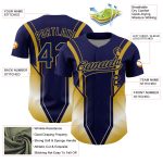 Custom Name and Number Personalized Baseball Jersey with Navy Old Gold 3D Stripes - Authentic Team Apparel Personalized Navy