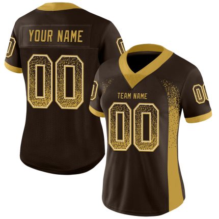 Custom Name & Number Navy Gold-Cream Mesh Drift Fashion Football Jersey - Personalized Team Apparel Personalized Navy Old