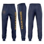 Custom Navy Old Gold Fleece Jogger Sweatpants with Personalized Name & Number Personalized Navy Old Gold Fleece Jogger Sweatpants