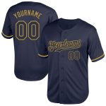 Custom Name and Number Baseball Jersey - Personalized Navy and Old Gold Mesh Authentic Throwback Design Personalized Navy