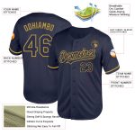 Custom Name and Number Baseball Jersey - Personalized Navy and Old Gold Mesh Authentic Throwback Design Personalized Navy