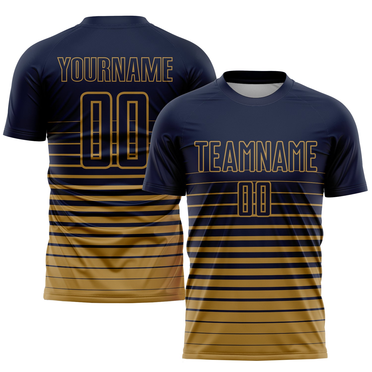 Custom Name Number Soccer Jersey - Personalized Navy Old Gold Pinstripe Fade Fashion Uniform Personalized Navy Old Gold Pinstripe