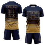 Custom Name Number Soccer Jersey - Personalized Navy Old Gold Pinstripe Fade Fashion Uniform Personalized Navy Old Gold Pinstripe