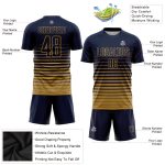 Custom Name Number Soccer Jersey - Personalized Navy Old Gold Pinstripe Fade Fashion Uniform Personalized Navy Old Gold Pinstripe
