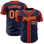 Custom Name and Number Baseball Jersey in Personalized Navy, Gold, and Red - Authentic Team Apparel Personalized Navy Old