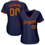 Personalized Custom Name and Number Navy Old Gold-Red Authentic Baseball Jersey Personalized Navy Old Gold-Red Authentic