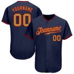 Personalized Custom Name and Number Navy Old Gold-Red Authentic Baseball Jersey Personalized Navy Old Gold-Red Authentic