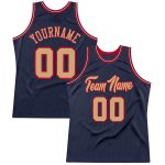 Custom Name and Number Personalized Navy Old Gold-Red Basketball Jersey - Authentic Throwback Team Apparel Personalized Navy