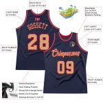 Custom Name and Number Personalized Navy Old Gold-Red Basketball Jersey - Authentic Throwback Team Apparel Personalized Navy