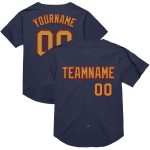 Personalized Throwback Baseball Jersey - Navy Old Gold-Red Mesh Design Personalized Navy Old Gold-Red Mesh Authentic Throwback