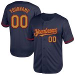 Custom Team Name and Number Personalized Navy Old Gold-Red Mesh Throwback Baseball Jersey Personalized Navy Old Gold-Red