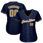 Custom Name and Number Navy Gold-White Authentic Baseball Jersey - Personalized Team Apparel Personalized Navy Old Gold-White