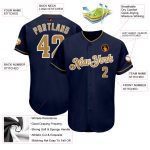 Custom Name and Number Navy Gold-White Authentic Baseball Jersey - Personalized Team Apparel Personalized Navy Old Gold-White