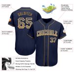 Personalized Navy Gold White Drift Baseball Jersey Custom Name Number Authentic Team Apparel Personalized Navy Old Gold-White